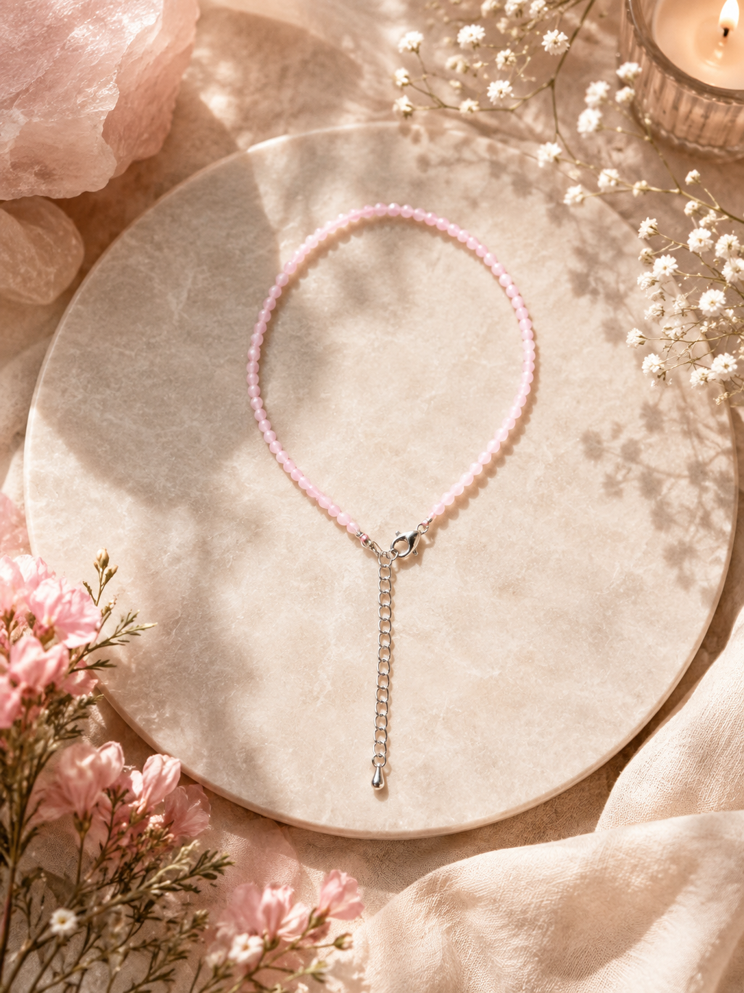 Rose quartz anklet
