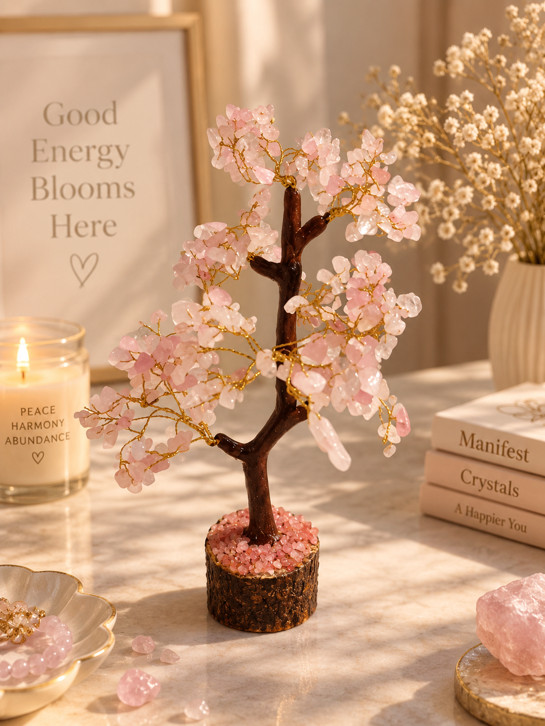 rose quartz tree (250 beads )