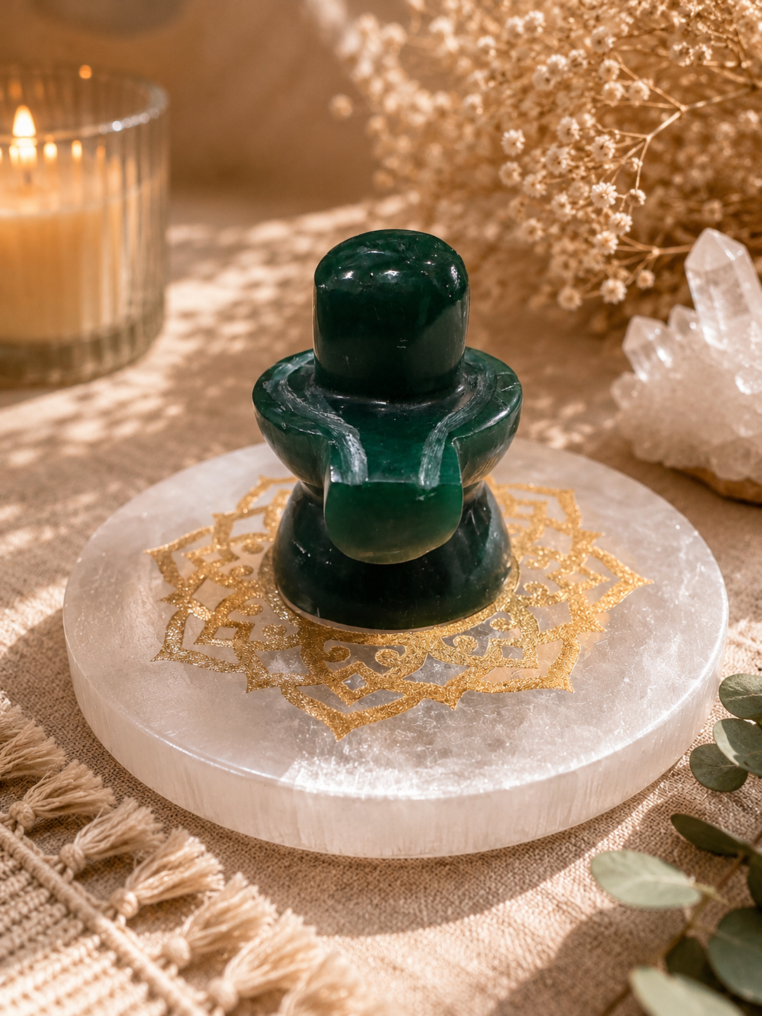 Green jade shivling(50 to 100 gms)