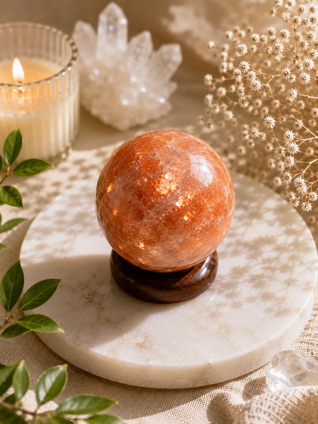 Sunstone sphere ( 50 to 100 gm)