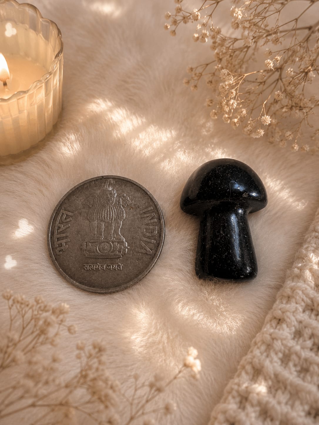 Mini Black Tourmaline Mushroom (Approx. 1 Inch)