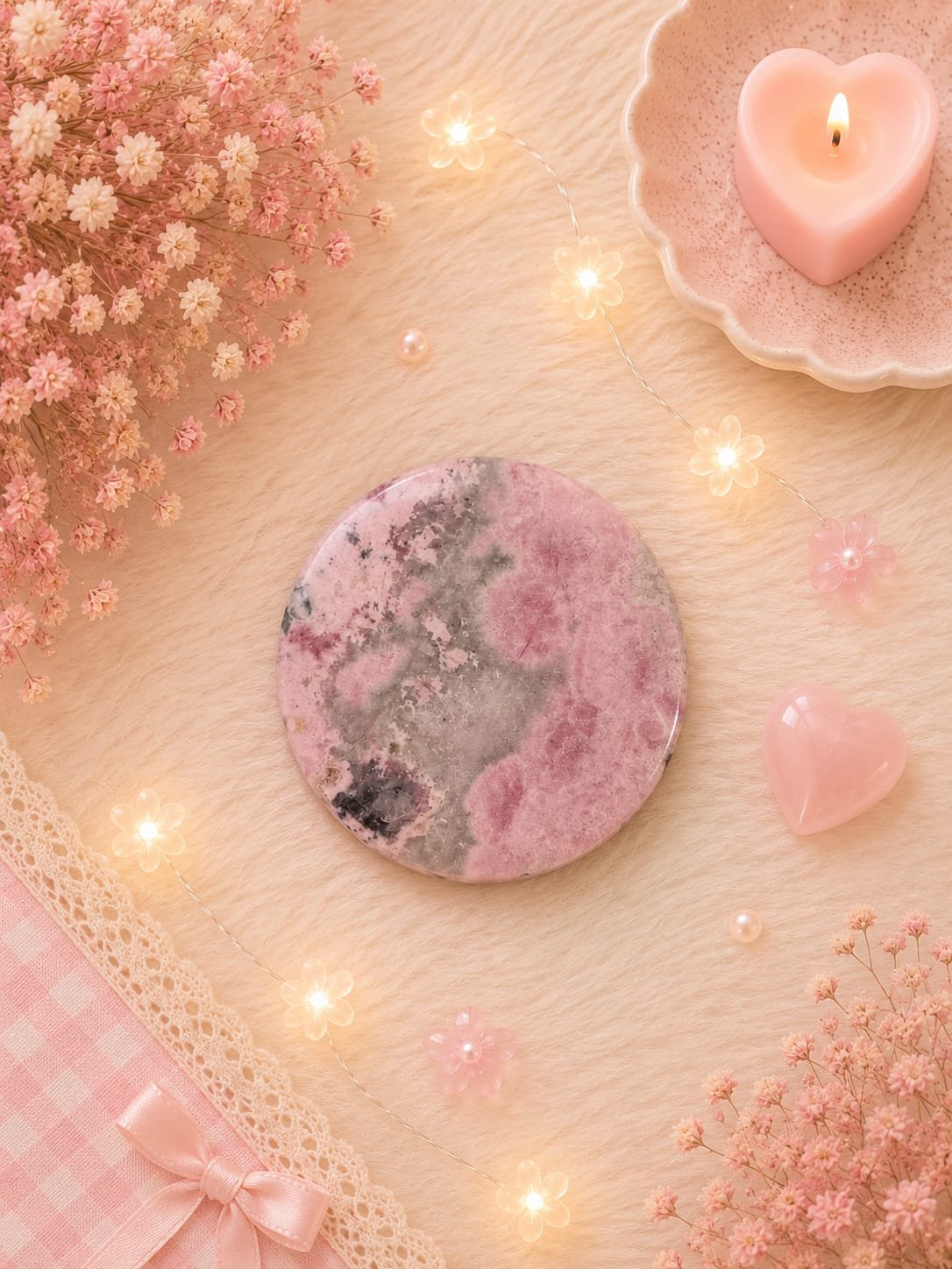 rhodonite coaster(2 to 3inch approx)