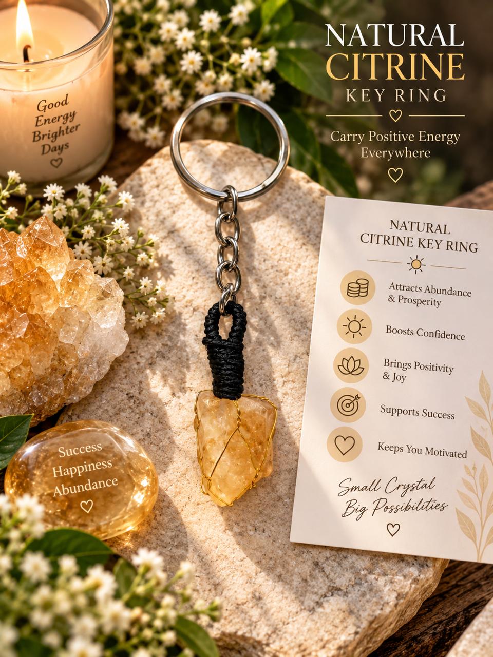 Natural raw citrine Keychain