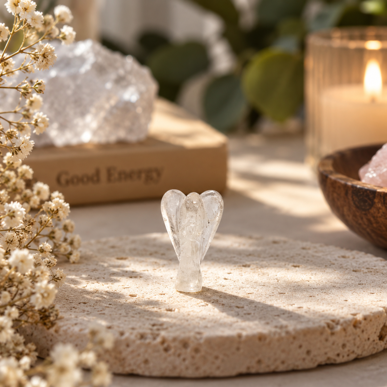Clear quartz angel 1 inch