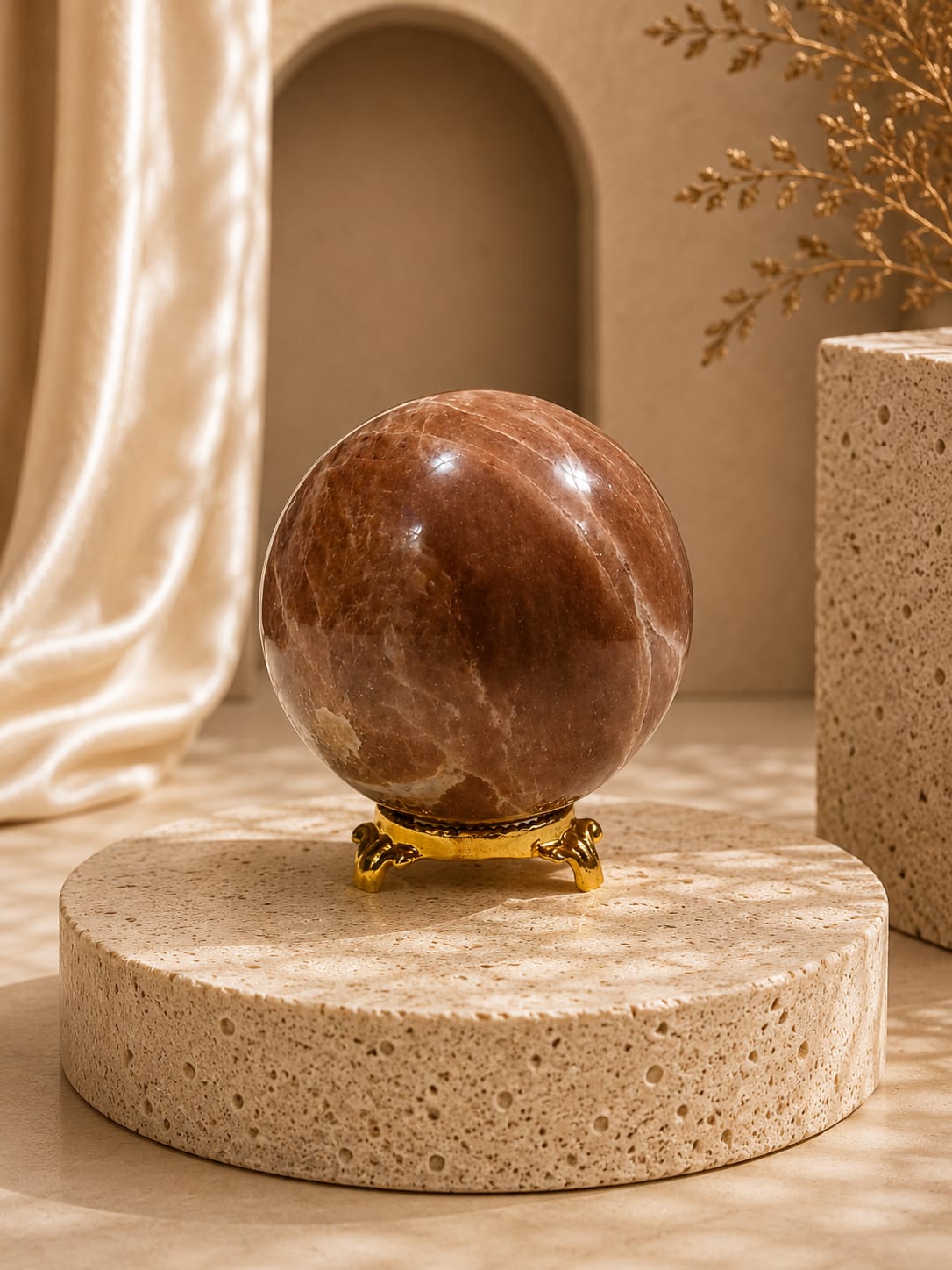 Peach moonstone sphere
