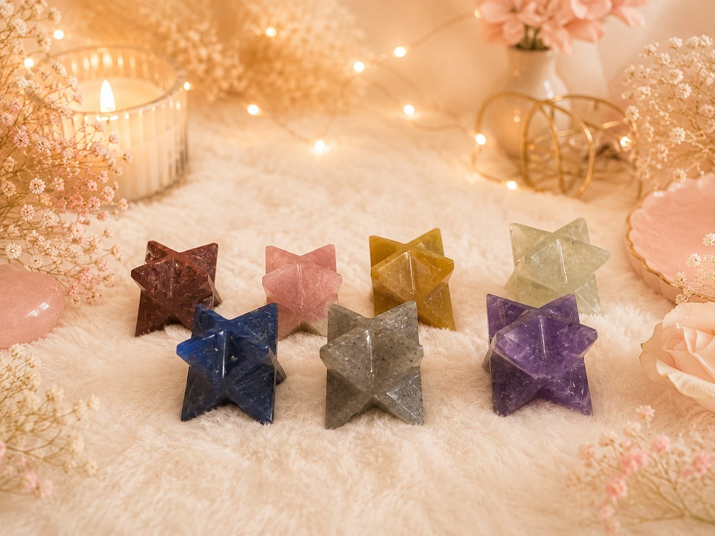Natural 7 Chakra Merkaba Combo (Approx. 1 Inch Each)