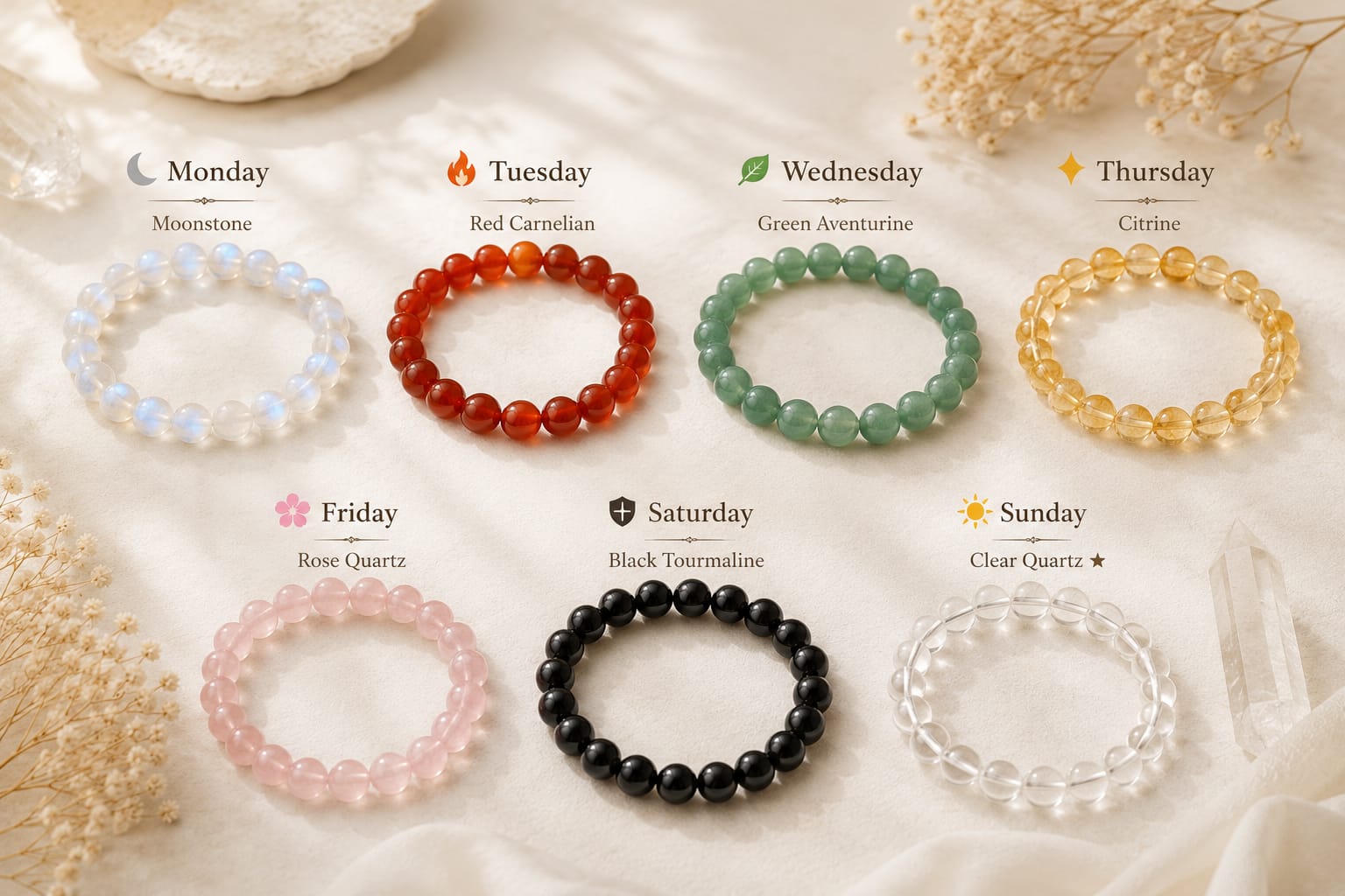 hirdaya's special 7 day bracelet combo(8mm)
