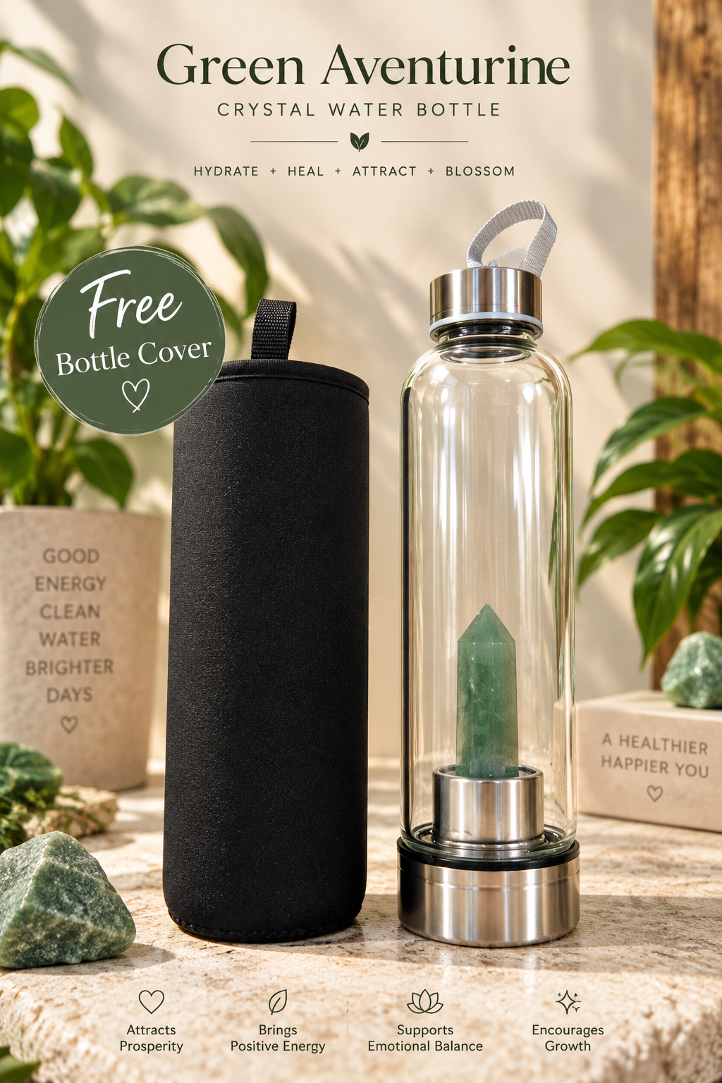 Green aventurine bottle