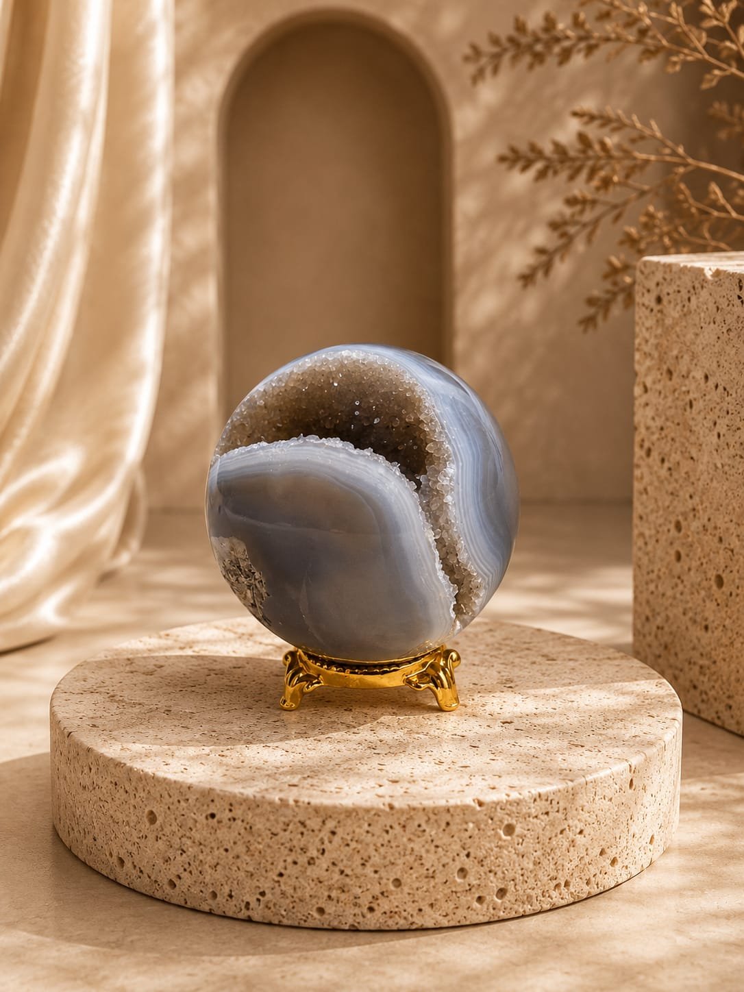 Druzy geode agate sphere