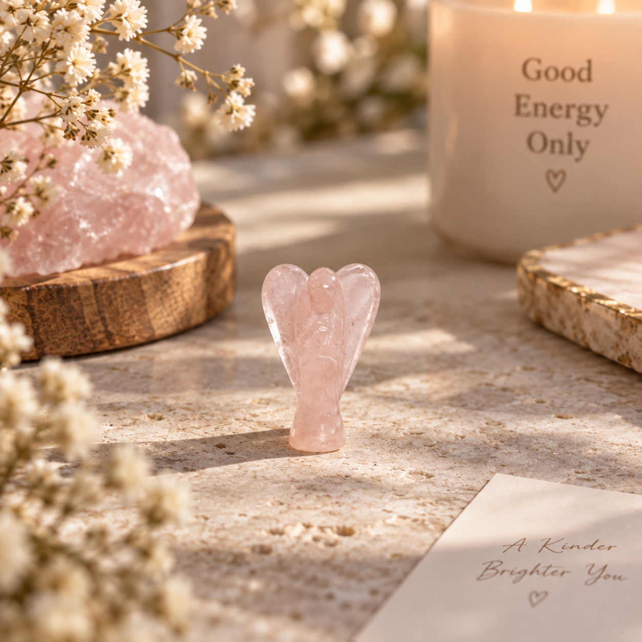 Rose quartz angel