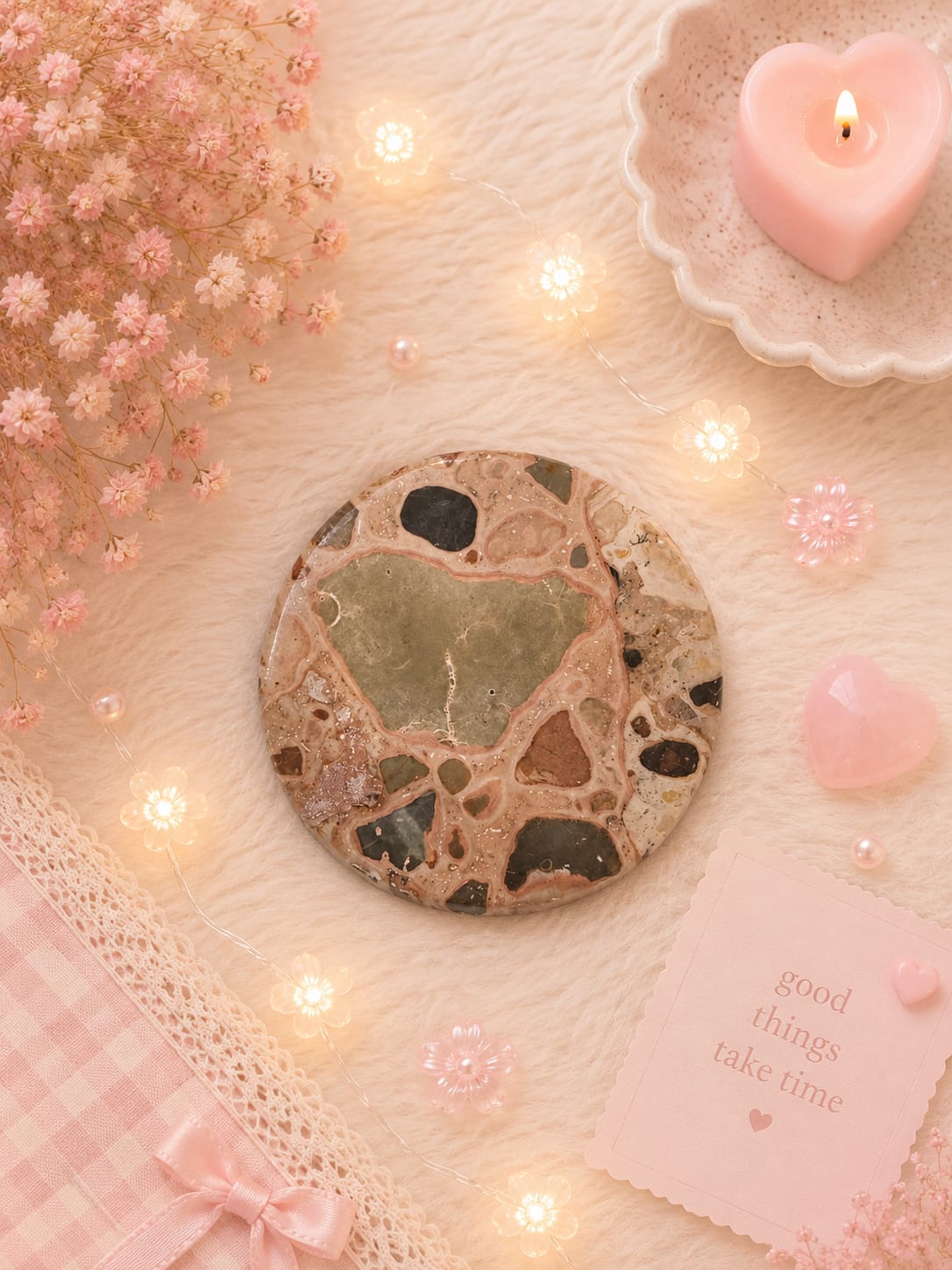 leopard skin jasper coaster (2 to 3 inch approx)
