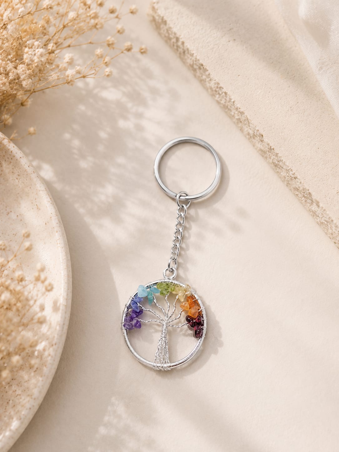 7 Chakra tree keychain