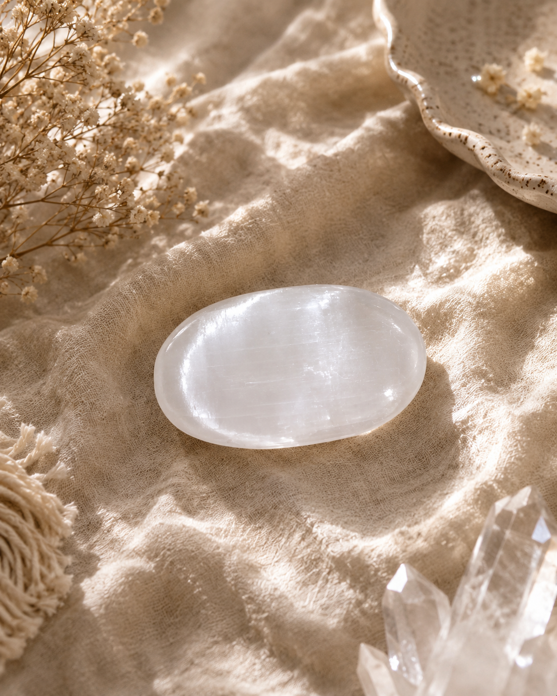 Selenite palm stone (50 to 100 gm )