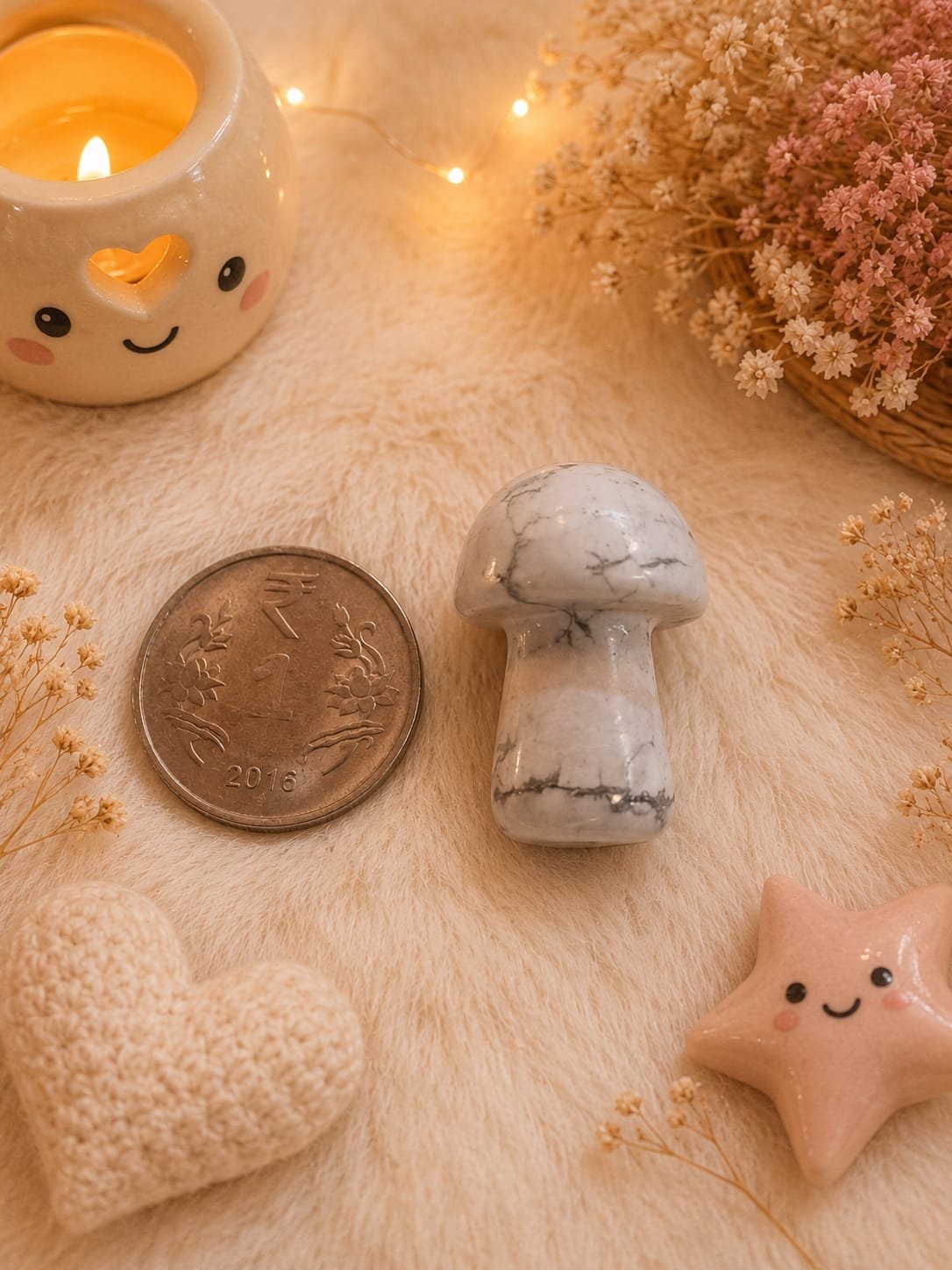 mini howlite mushroom