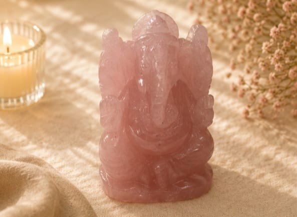 rose quartz ganesha (100 to 150 gm)