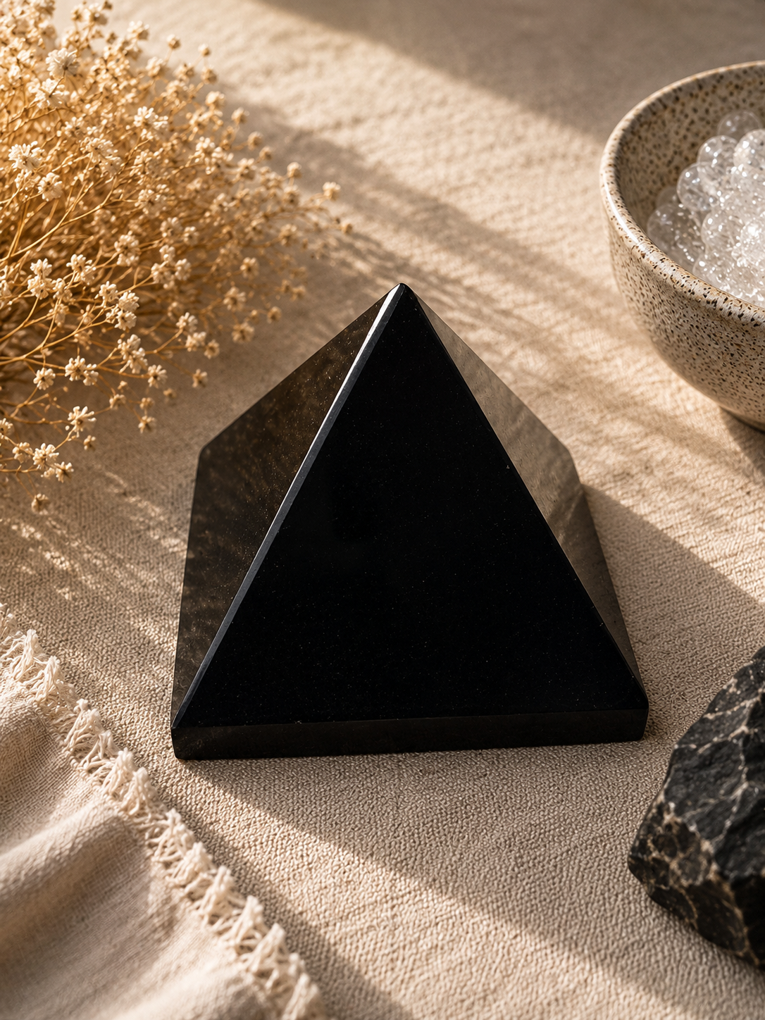 Black obsidian pyramid (3 to 4 inch)