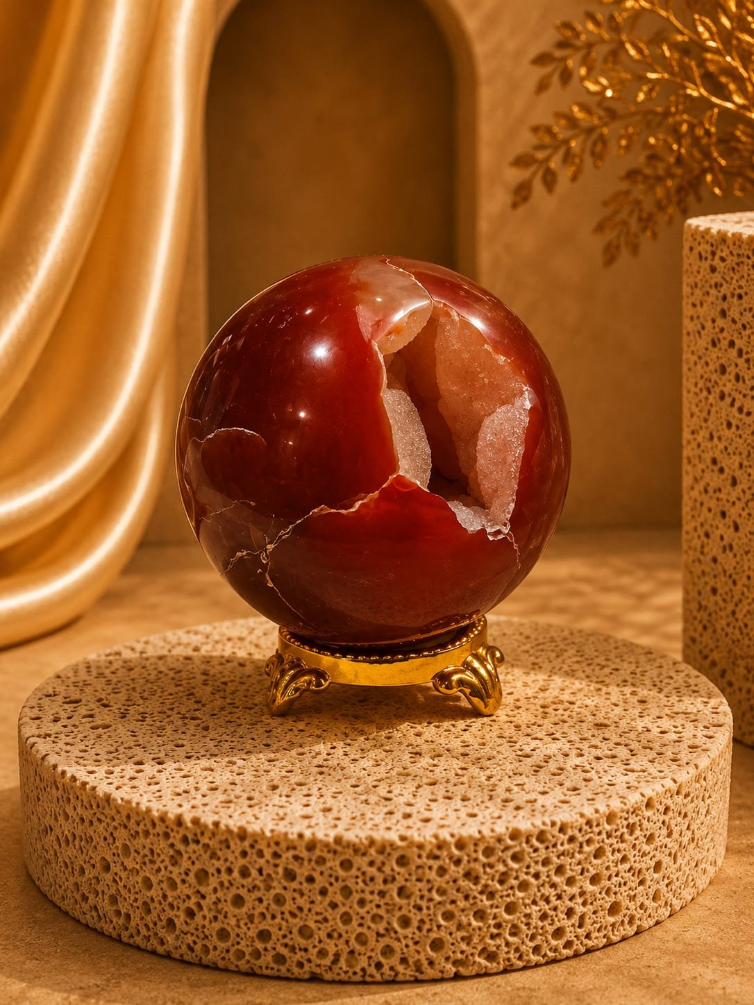 Red carnelian druzy sphere 200 to 250 gm
