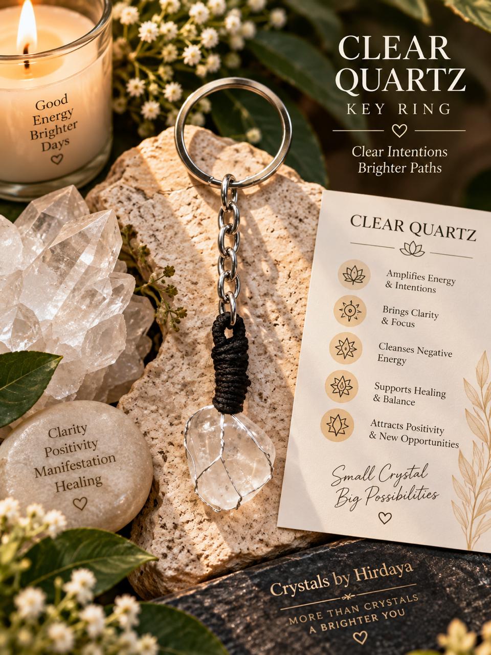 Clear quartz Keychain