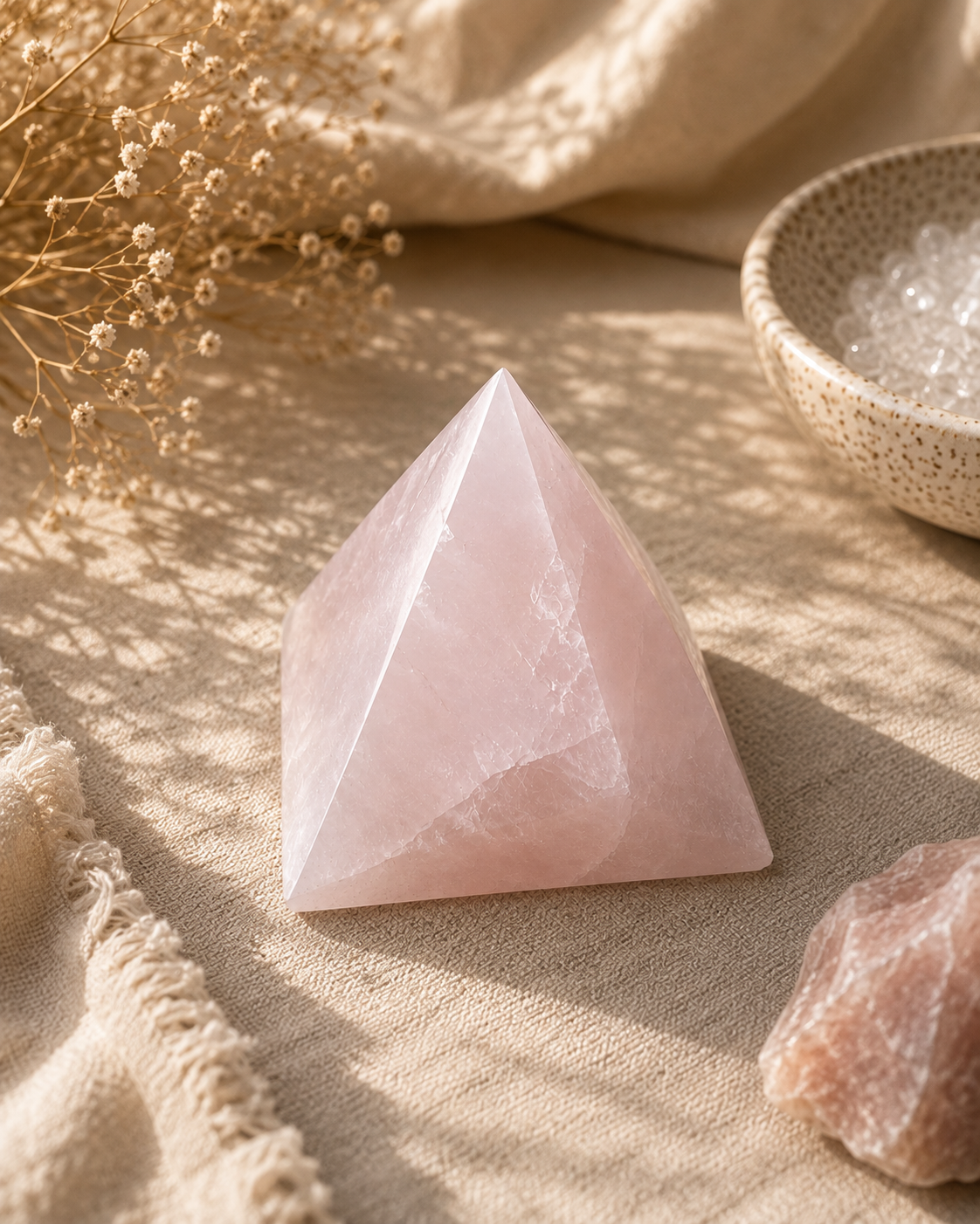 Rose quartz (2 to 3 inch) pyramid