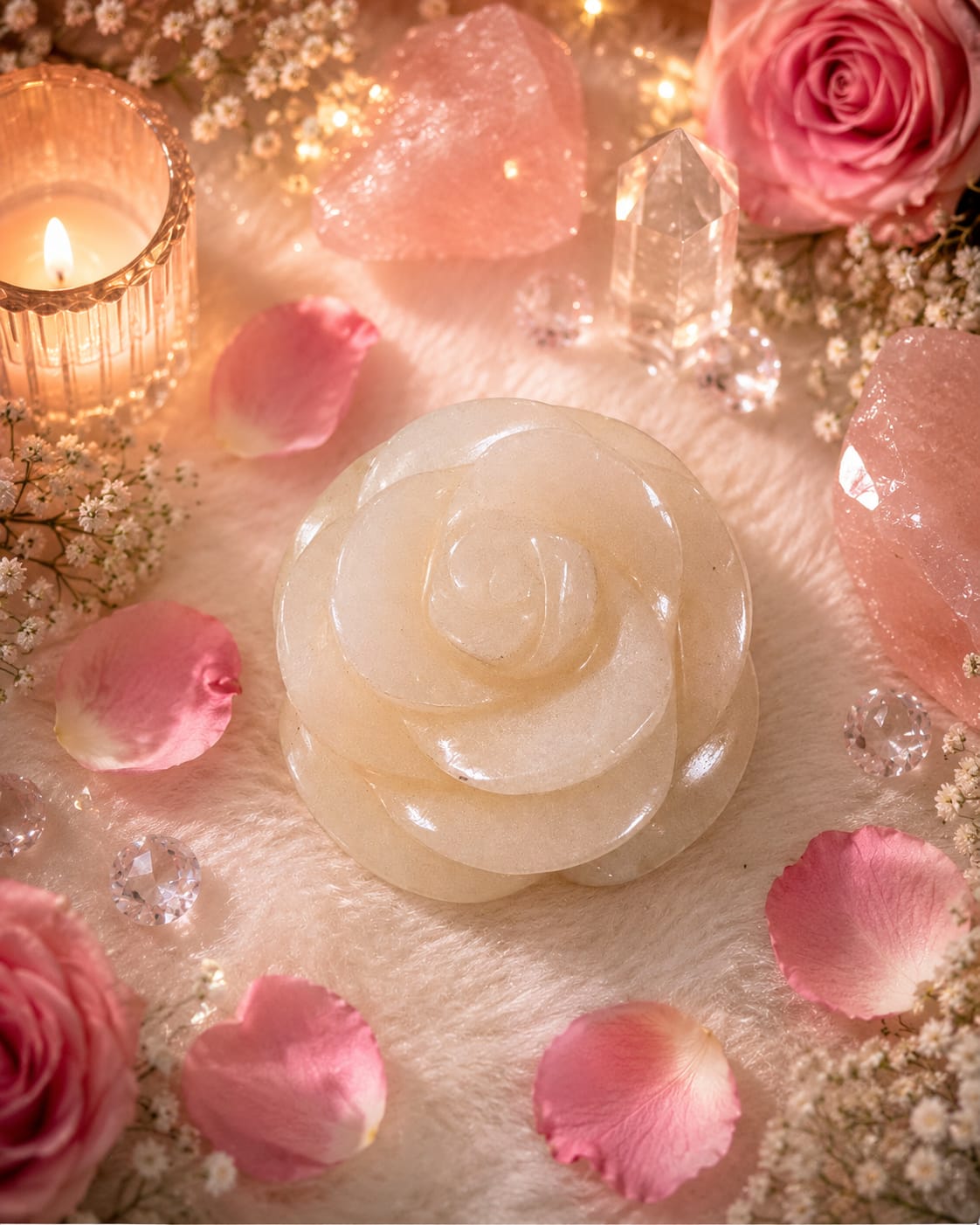 milky quartz rose (100 to 150 gm)