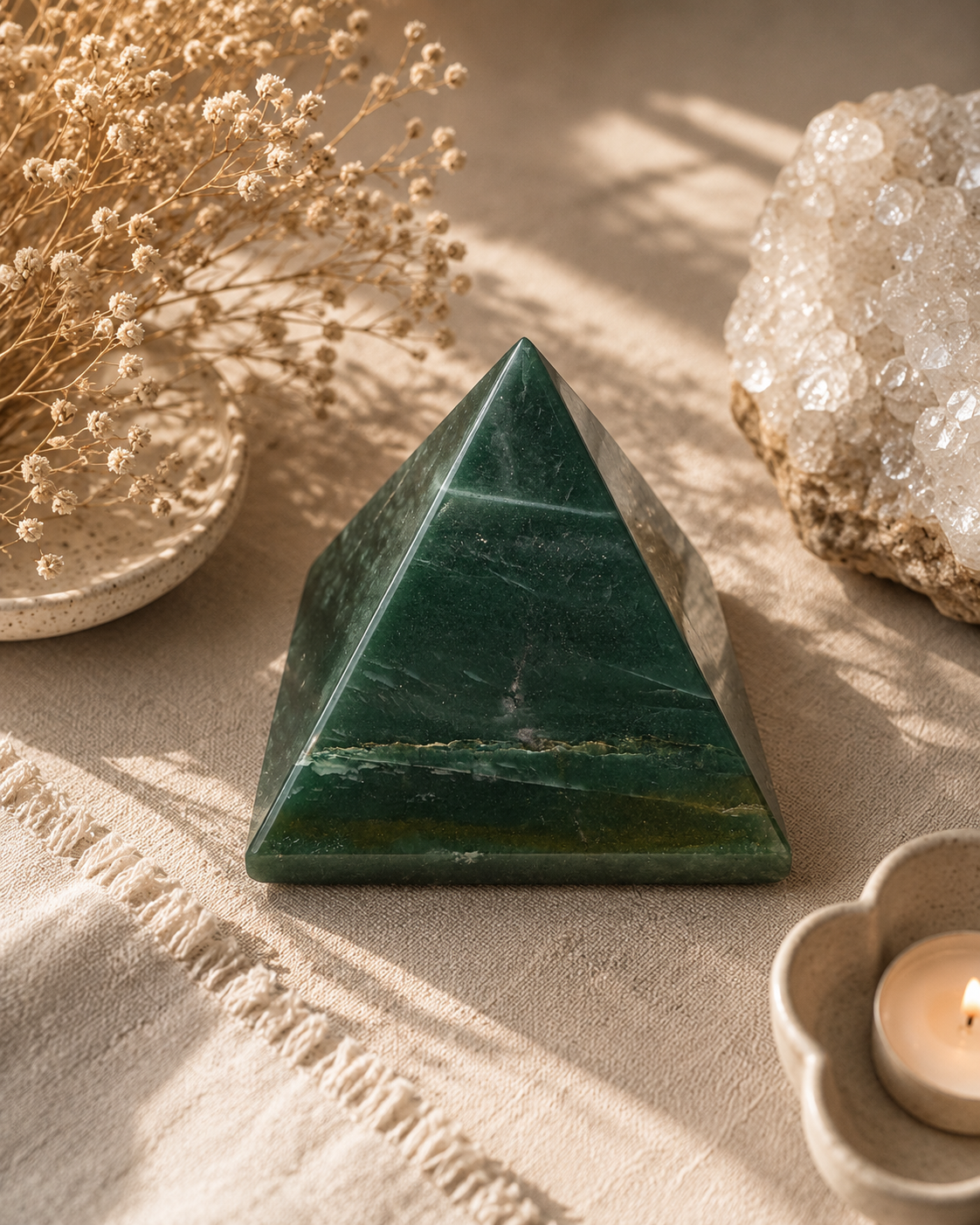 Green jade pyramid (3 to 4 inch)