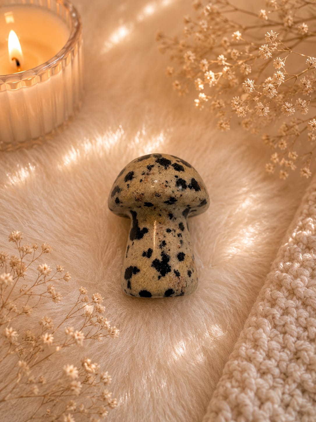 Dalmatian Jasper Mushroom (Approx. 1 Inch)
