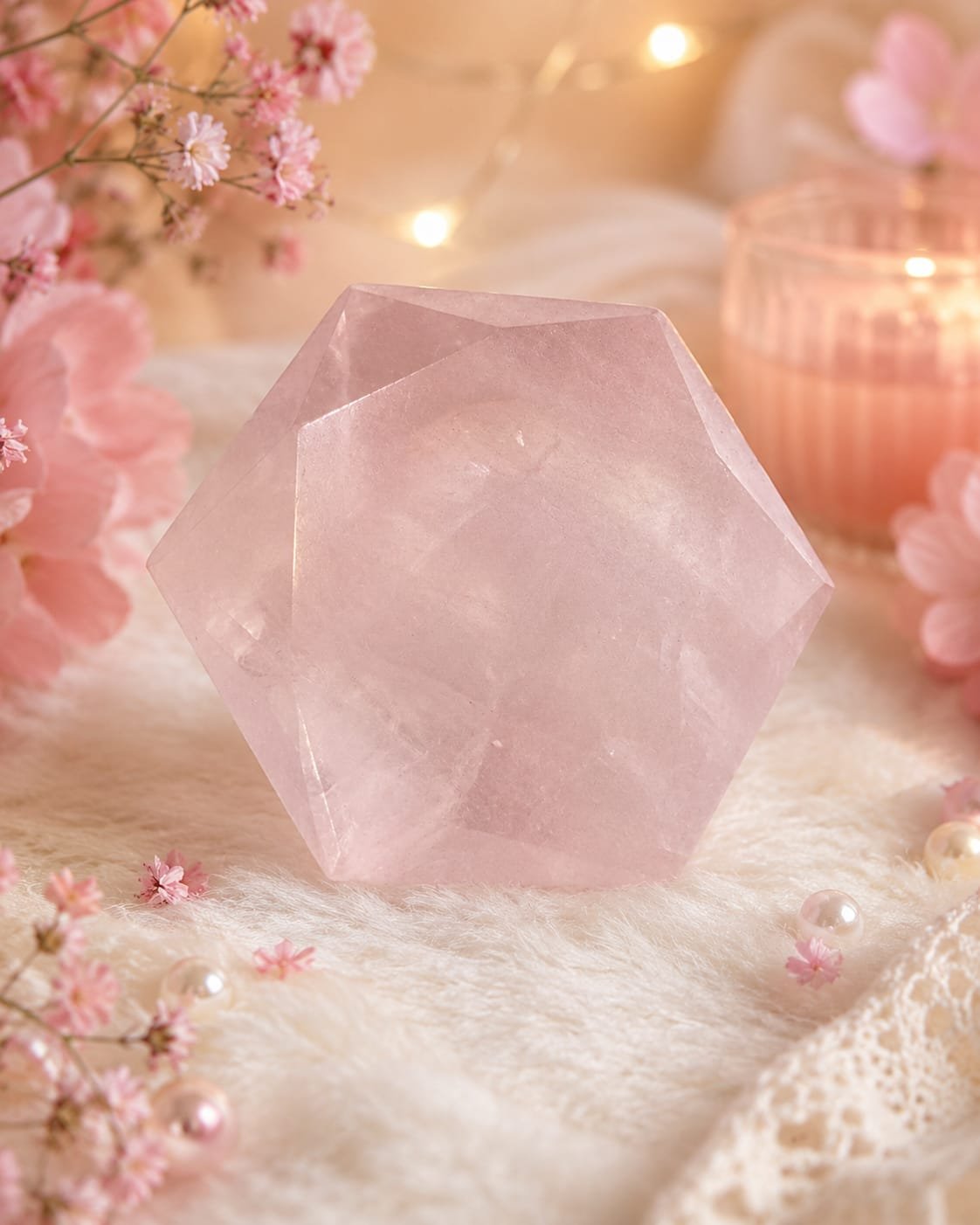 rose quartz hexagon