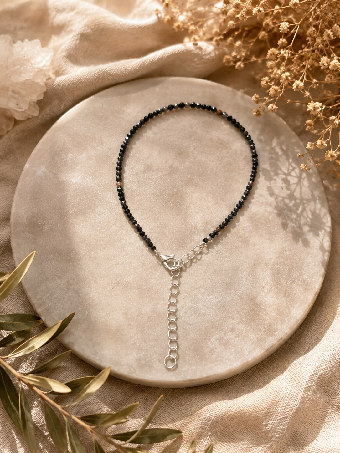 Black tourmaline anklet