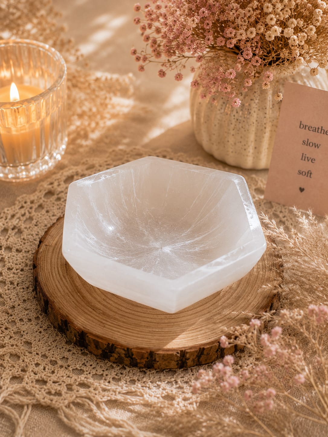selenite hexagon bowl