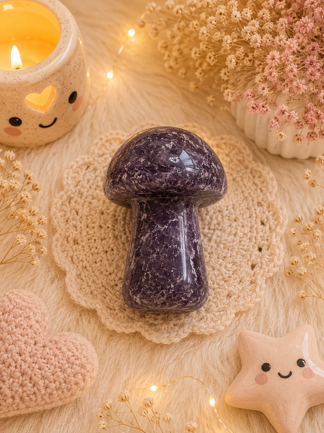 mini lepidolite mushroom