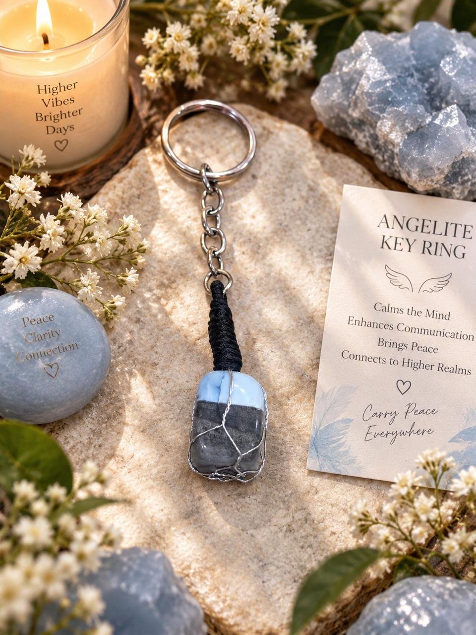 Angelite key ring