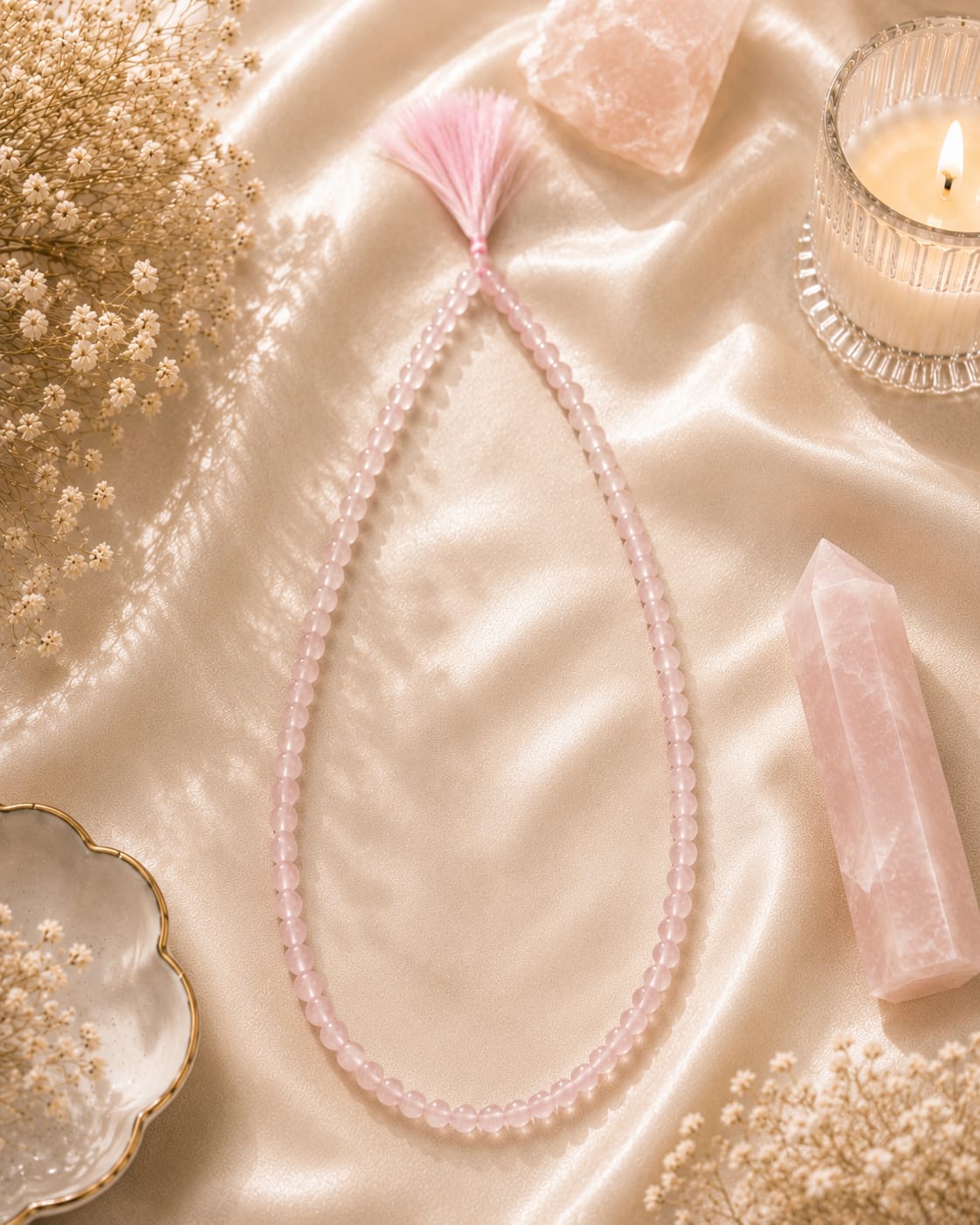 Rose quartz mala