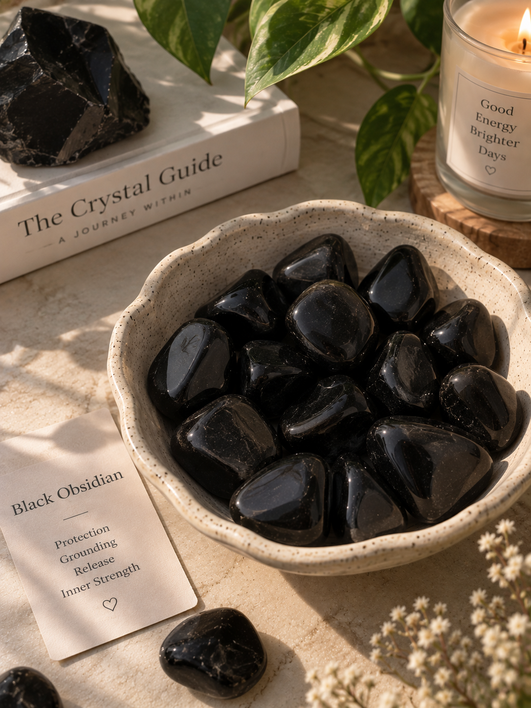 Black obsidian tumble
