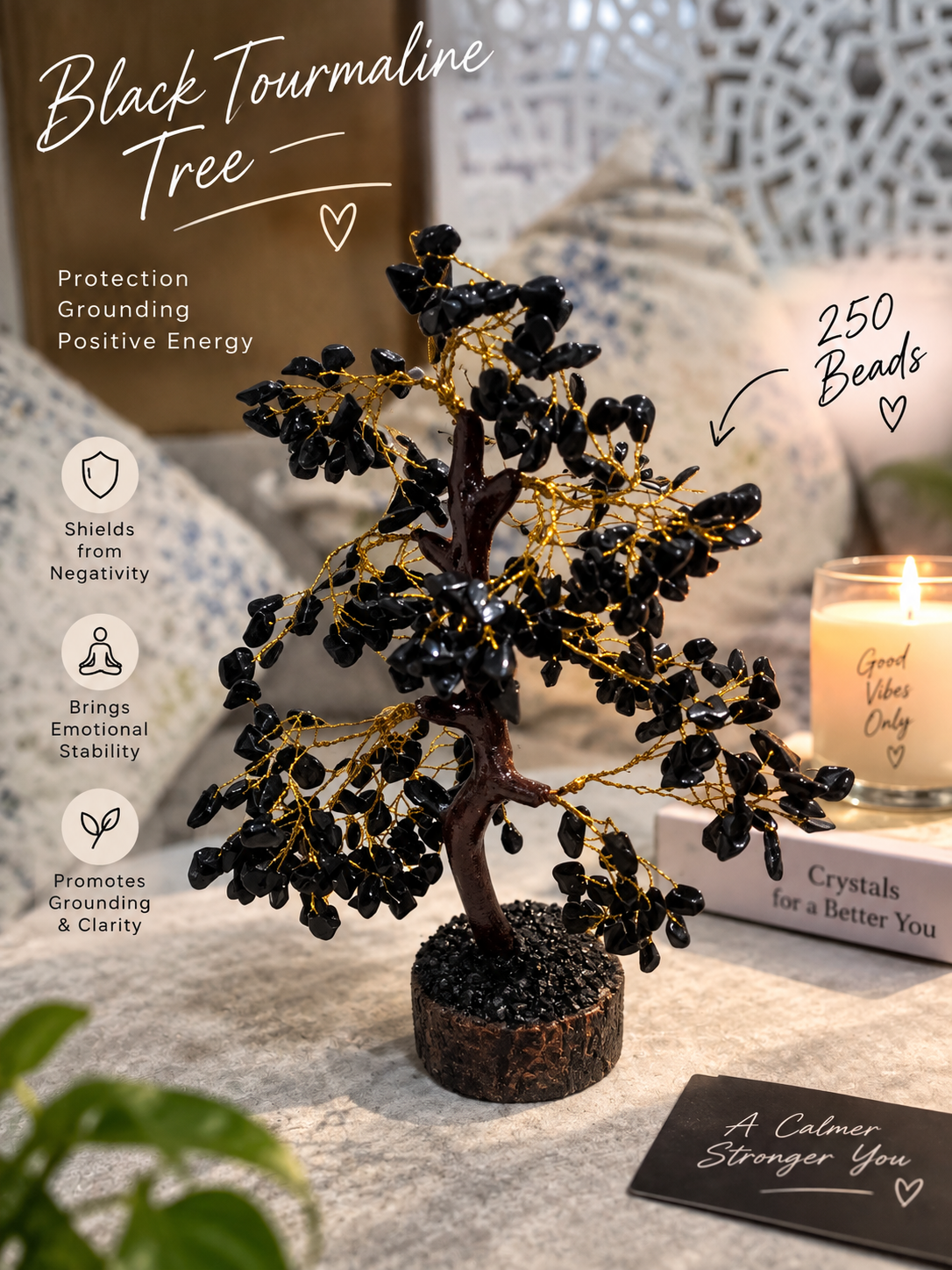 black tourmaline tree (250 beads )