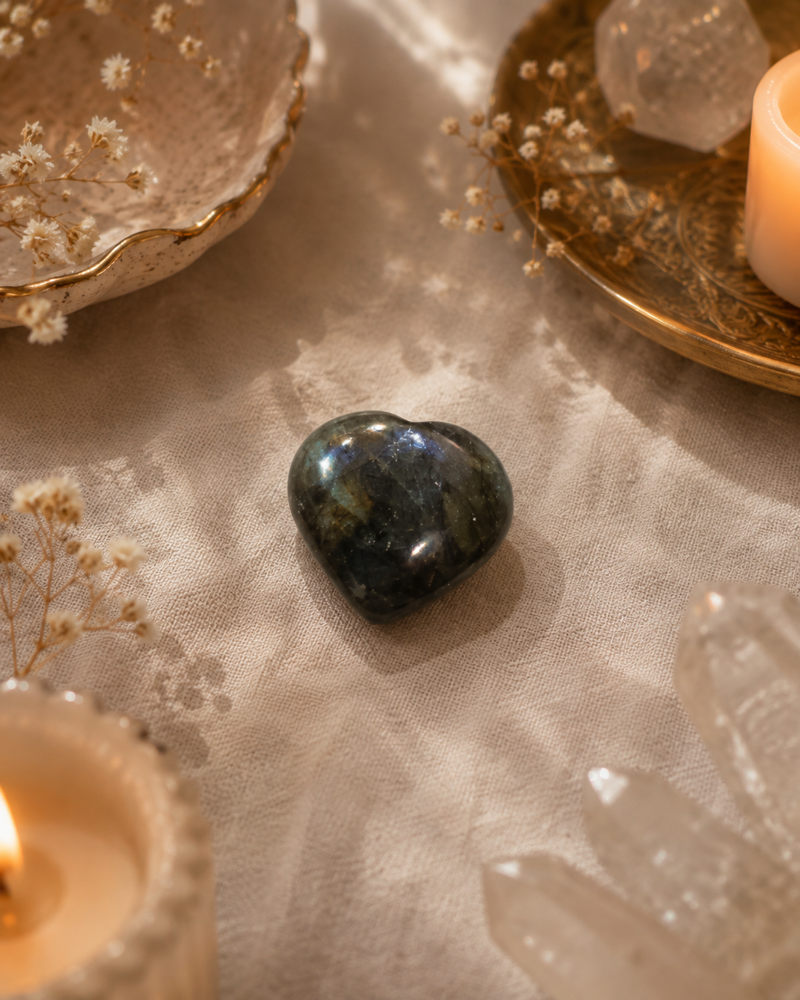 Labradorite heart (approx 50 to 100gm)