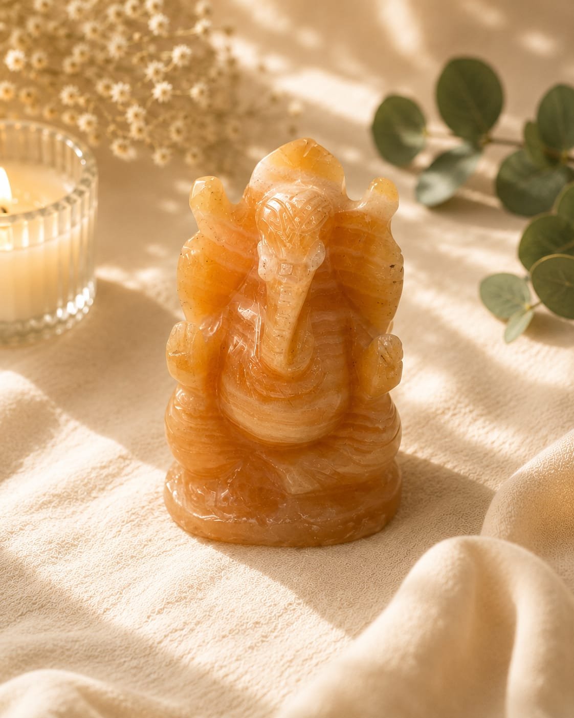 Honey calcite ganesha