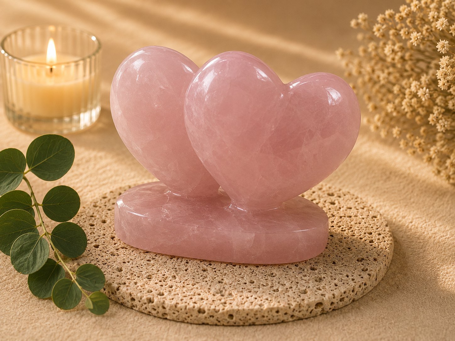 Rose quartz twin flame heart