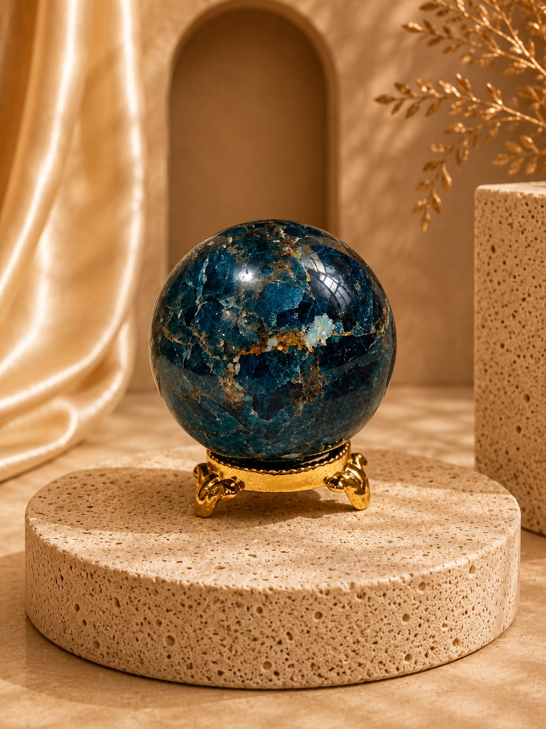 Blue apatite sphere